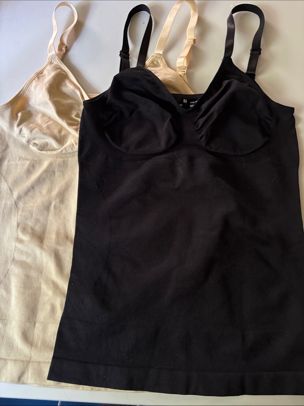 Black and Nude Built-In Bra Camisoles - Pack of 2
